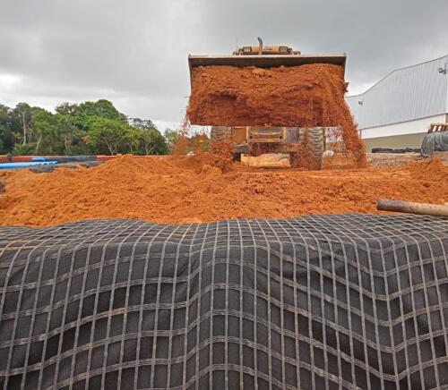 Fábrica da Asperbras, Simões Filho - Controle de Compactação de Aterro p/ contenção do tipo solo reforçado